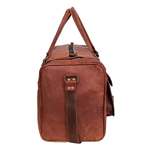 24 Inch Genuine Leather Duffel Travel Overnight Weekend Leather Bag Sports Gym Duffel Luggage Travel Bag For Men And Women Travelling Cabin Duffle Yoga Gym Bag (24 Inch Brown) 6 24 Inch Genuine Leather Duffel Travel Overnight Weekend Leather Bag Sports Gym Duffel Luggage Travel Bag For Men And Women Travelling Cabin Duffle Yoga Gym Bag (24 Inch Brown) - Image 4