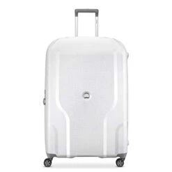 DELSEY Paris Clavel Hardside Expandable Luggage With Spinner Wheels, White, Checked-Medium 25 Inch