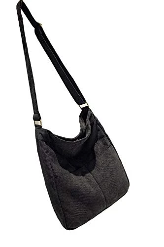 BOBILIKE Women Shoulder Bags Corduroy Crossbody Bag Handbag Purse Schoolbag, Black 3 BOBILIKE Women Shoulder Bags Corduroy Crossbody Bag Handbag Purse Schoolbag, Black