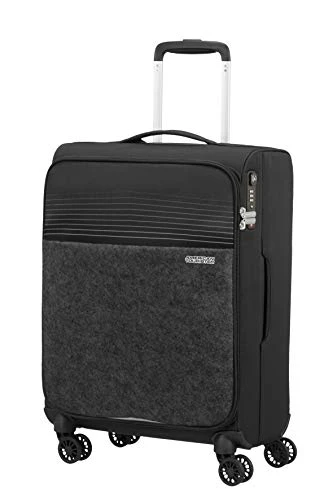 American Tourister Unisex Adults Front Pocket In Felt, Black (Jet Black), Spinner S Mit Vordertasche Aus Filz (55 Cm-42 L) 3 American Tourister Unisex Adults Front Pocket In Felt, Black (Jet Black), Spinner S Mit Vordertasche Aus Filz (55 Cm-42 L)