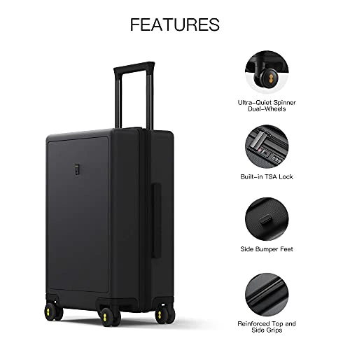 LEVEL8 Luminous Textured Medium Checked Luggage, 24” Hardshell Suitcase, Lightweight PC Textured Hardside Spinner Trolley For Luggage, TSA Approved Checked Luggage With 8 Spinner Wheels, Black, 24-Inch Checked-In 11 LEVEL8 Luminous Textured Medium Checked Luggage, 24” Hardshell Suitcase, Lightweight PC Textured Hardside Spinner Trolley For Luggage, TSA Approved Checked Luggage With 8 Spinner Wheels, Black, 24-Inch Checked-In - Image 9