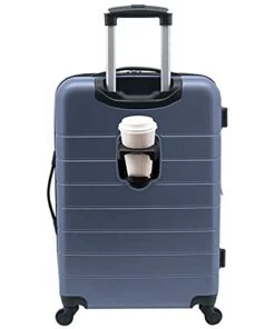 Wrangler Smart Luggage Set With Cup Holder And USB Port, Navy Blue, 20-Inch Carry-On