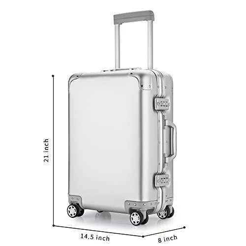YUEMAI Aluminum Alloy Luggage Hard Shell Carry-Ons With Spinner Wheels, Zipperless & Lightweight Suitcases For Travel With Tsa Lock (20", Silver) 7 YUEMAI Aluminum Alloy Luggage Hard Shell Carry-Ons With Spinner Wheels, Zipperless & Lightweight Suitcases For Travel With Tsa Lock (20", Silver) - Image 5