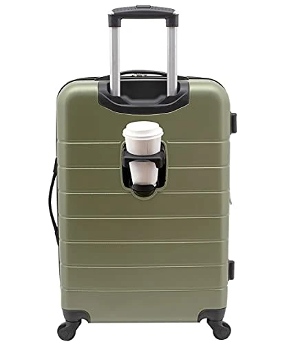 Wrangler Smart Luggage Set With Cup Holder And USB Port, Olive Green, 20-Inch Carry-On 3 Wrangler Smart Luggage Set With Cup Holder And USB Port, Olive Green, 20-Inch Carry-On