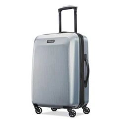 American Tourister Moonlight Hardside Expandable Luggage With Spinner Wheels, Silver, Carry-On 21-Inch