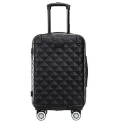 Kenneth Cole Reaction Diamond Tower Luggage Collection Lightweight Hardside Expandable 8-Wheel Spinner Travel Suitcase, Black, 20-Inch Carry On