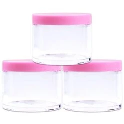 Beauticom 4 Oz. (120g/120ML, Quantity: 6 Pieces) Thick Wall Round Leak Proof Clear Acrylic Jars W/Lids For Beauty, Cream (6 Pieces (6 Jars + Lids Together), PINK) -Vera Bradley Shop 31YPRhyg8 L