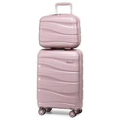 Melalenia Luggage Carry On Suitcase, PP Material Suitcase With Spinner Wheels,TSA Luggage Locks 22x14x9 Airline Approved (Nude Pink)
