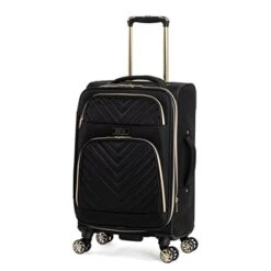 Kenneth Cole Reaction Women's Chelsea Luggage Chevron Softside 8-Wheel Spinner Expandable Suitcase Collection, Black, 20-Inch Carry On