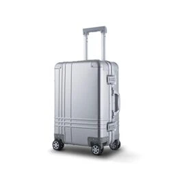 Bamboo Wolf 20-inch Aluminum-Magnesium Alloy Carry-on Hardside Suitcase Hard Shell Luggage, Built-In TSA Lock, Zipperless Fashion With Spinner Wheels For Travel / Business, Silver