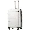 Coolife Luggage Expandable(only 28") Suitcase PC+ABS Spinner Built-In TSA Lock 20in 24in 28in Carry On (white, S(20in_carry On))