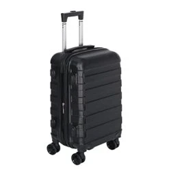 SUPER DEAL Hardside Expandable Spinner Luggage 21 Inch Carry On Luggage Lightweight Travel Suitcase With 360°Swivel Wheels And Height Adjustable Handle, Black