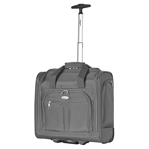 Olympia Lansing Heavy Duty Rip Stop Nylon Wheeled Carry On Suitcase For Under The Seat Airplane Travel With Divider And Dual Side Zip Pockets, Gray 3 Olympia Lansing Heavy Duty Rip Stop Nylon Wheeled Carry On Suitcase For Under The Seat Airplane Travel With Divider And Dual Side Zip Pockets, Gray