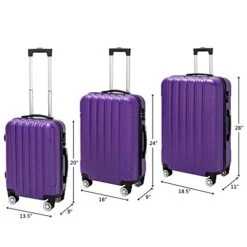 SSLine 3-in-1 Multifunctional Suitcase Luggage Set Large Capacity Traveling Storage ABS Expandable Spinner Hardside Suitcase Lightweight 4 Wheel Portable Travel Bag 20" / 24" / 28" Purple 11 SSLine 3-in-1 Multifunctional Suitcase Luggage Set Large Capacity Traveling Storage ABS Expandable Spinner Hardside Suitcase Lightweight 4 Wheel Portable Travel Bag 20" / 24" / 28" Purple -Vera Bradley Shop 41 2ODiwTWL
