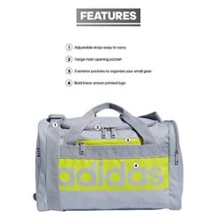 Adidas Court Lite Duffel Bag, Halo Silver/Acid Yellow, One Size -Vera Bradley Shop 4105q xO1bL