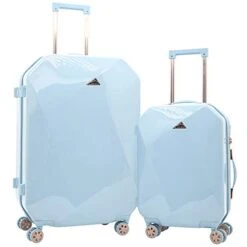 Kensie Women's Only Shiny Diamond Hardside Spinner Luggage Set, Sky Blue, 2-Piece (20/28)