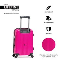 KENNETH COLE REACTION Out Of Bounds Luggage Collection Lightweight Durable Hardside 4-Wheel Spinner Travel Suitcase Bags, Magenta, 20-Inch Carry On -Vera Bradley Shop 410fMcLA89L