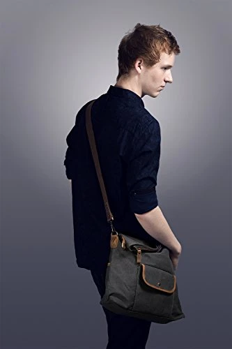 ECOSUSI Unisex Casual Hobo Canvas Cross Body Messenger Shoulder Bags Grey 10 ECOSUSI Unisex Casual Hobo Canvas Cross Body Messenger Shoulder Bags Grey - Image 8