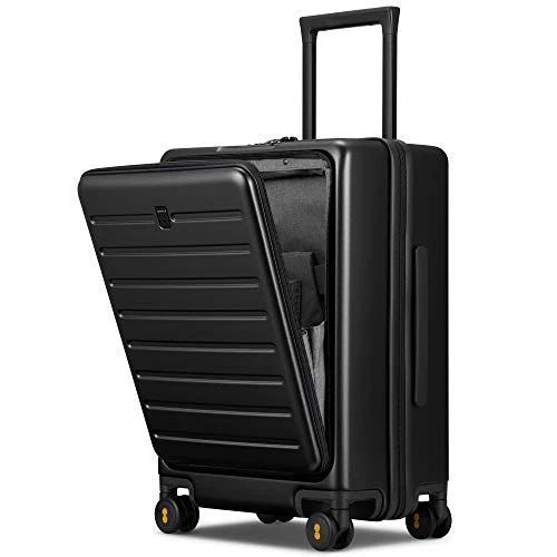 LEVEL8 Carry On Luggage, Road Runner 20-Inch Hardside Suitcase, Spinner Luggage With Front Pocket, Double TSA Locks - Black 3 LEVEL8 Carry On Luggage, Road Runner 20-Inch Hardside Suitcase, Spinner Luggage With Front Pocket, Double TSA Locks - Black