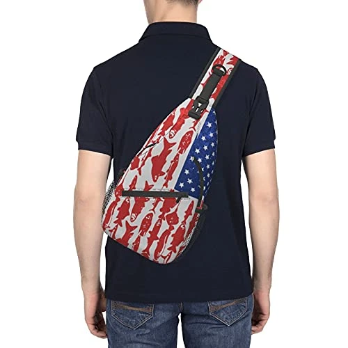 American Flag Fish Sling Bag Crossbody Backpack Shoulder Casual Chest Bags For Travel Gym Sport Hiking 5 American Flag Fish Sling Bag Crossbody Backpack Shoulder Casual Chest Bags For Travel Gym Sport Hiking - Image 3