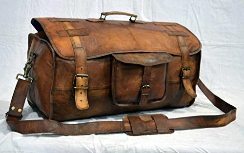 Cuero 20" Mens Retro Style Carry On Luggage Flap Duffel Leather Duffel Bag 4 Cuero 20" Mens Retro Style Carry On Luggage Flap Duffel Leather Duffel Bag - Image 2