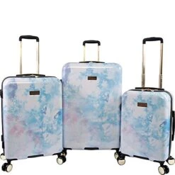 Juicy Couture Women's Sadie 3-Piece Hardside Spinner Luggage Set, Watercolor Purple, One Size