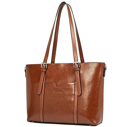 BOSTANTEN Women Leather Laptop Shoulder Handbag Vintage Briefcase 15.6" Computer Work Tote Bag 8 BOSTANTEN Women Leather Laptop Shoulder Handbag Vintage Briefcase 15.6" Computer Work Tote Bag - Image 6