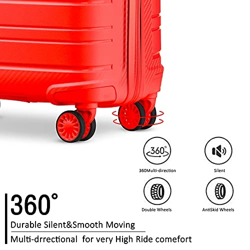 JOYWAY 3 Pcs Luggage Set Hardside Lightweight Spinner Suitcase With TSA Lock… (red) 6 JOYWAY 3 Pcs Luggage Set Hardside Lightweight Spinner Suitcase With TSA Lock… (red) - Image 4
