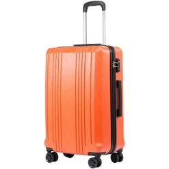 Coolife Luggage Suitcase PC+ABS With TSA Lock Spinner Carry On Hardshell Lightweight 20in 24in 28in(orange, S(20in_carry On))
