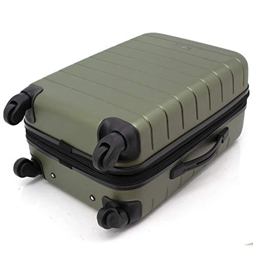 Wrangler Smart Luggage Set With Cup Holder And USB Port, Olive Green, 20-Inch Carry-On 6 Wrangler Smart Luggage Set With Cup Holder And USB Port, Olive Green, 20-Inch Carry-On - Image 4