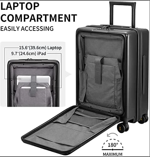 LEVEL8 Carry On Luggage, Road Runner 20-Inch Hardside Suitcase, Spinner Luggage With Front Pocket, Double TSA Locks - Black 9 LEVEL8 Carry On Luggage, Road Runner 20-Inch Hardside Suitcase, Spinner Luggage With Front Pocket, Double TSA Locks - Black - Image 7