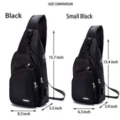 Men Women Sling Backpack Small Nylon Crossbody Shoulder Chest Bag With USB Charging Port Travel Pack Black -Vera Bradley Shop 4142aya9YML