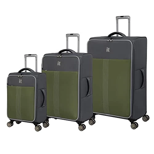 It Luggage Filament 3 Piece Softside 8 Wheel Expandable Spinner Set, Grey/Green, 3 Pc 3 It Luggage Filament 3 Piece Softside 8 Wheel Expandable Spinner Set, Grey/Green, 3 Pc