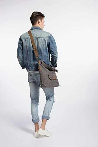 ECOSUSI Unisex Casual Hobo Canvas Cross Body Messenger Shoulder Bags Grey 5 ECOSUSI Unisex Casual Hobo Canvas Cross Body Messenger Shoulder Bags Grey - Image 3