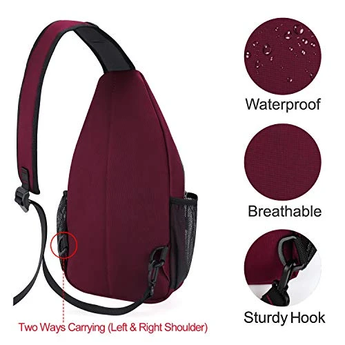 MOSISO Rope Sling Backpack (Up To 13 Inch), Multipurpose Crossbody Chest Shoulder Outdoor Travel Hiking Daypack, Wine Red 6 MOSISO Rope Sling Backpack (Up To 13 Inch), Multipurpose Crossbody Chest Shoulder Outdoor Travel Hiking Daypack, Wine Red - Image 4