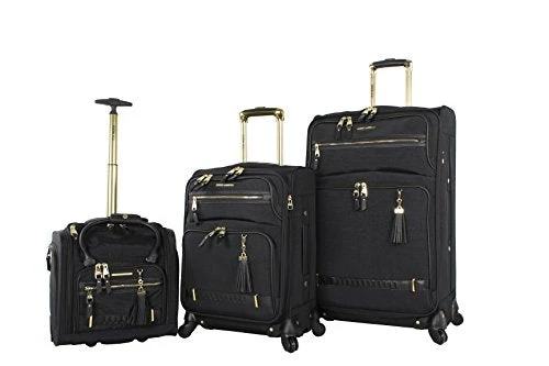 Steve Madden Designer Luggage Collection- 3 Piece Softside Expandable Lightweight Spinner Suitcases- Travel Set Includes Under Seat Bag, 20-Inch Carry On & 28-Inch Checked Suitcase (Peek-A-Boo Black) 3 Steve Madden Designer Luggage Collection- 3 Piece Softside Expandable Lightweight Spinner Suitcases- Travel Set Includes Under Seat Bag, 20-Inch Carry On & 28-Inch Checked Suitcase (Peek-A-Boo Black)