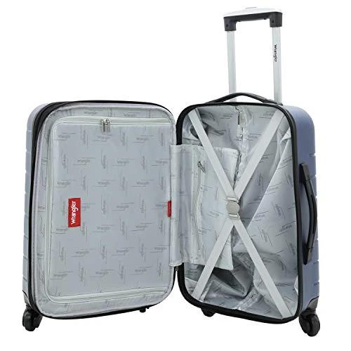Wrangler Smart Luggage Set With Cup Holder And USB Port, Navy Blue, 20-Inch Carry-On 7 Wrangler Smart Luggage Set With Cup Holder And USB Port, Navy Blue, 20-Inch Carry-On - Image 5