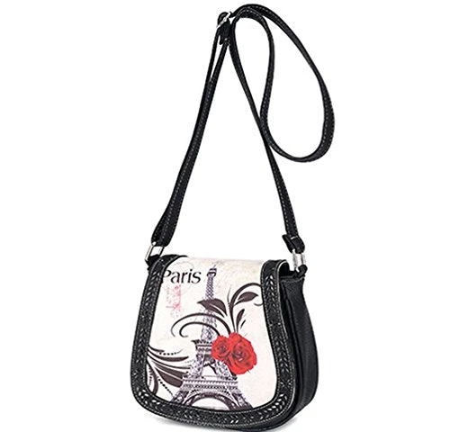 Bibitime Hollow Leaves Paris Tower Flower Print Beach Shoulder Crossbody Messenger Bag Cross Body 4 Bibitime Hollow Leaves Paris Tower Flower Print Beach Shoulder Crossbody Messenger Bag Cross Body - Image 2