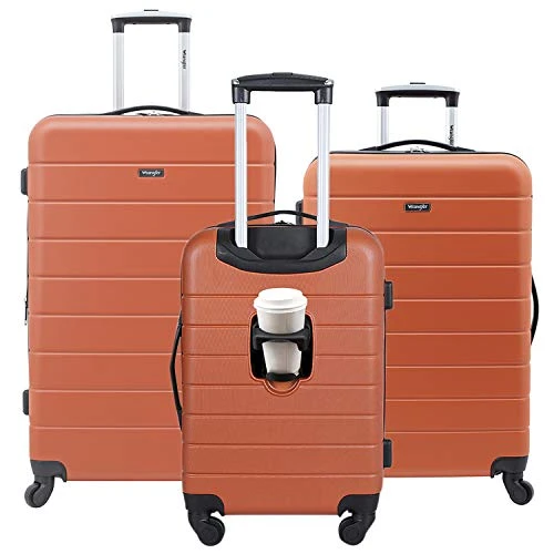 Wrangler Smart Luggage Set With Cup Holder And USB Port, Burnt Orange, 3 Piece 3 Wrangler Smart Luggage Set With Cup Holder And USB Port, Burnt Orange, 3 Piece
