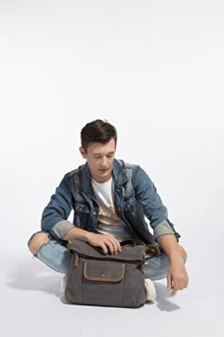 ECOSUSI Unisex Casual Hobo Canvas Cross Body Messenger Shoulder Bags Grey 18 ECOSUSI Unisex Casual Hobo Canvas Cross Body Messenger Shoulder Bags Grey -Vera Bradley Shop 417pw095SqL