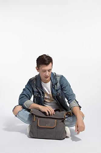 ECOSUSI Unisex Casual Hobo Canvas Cross Body Messenger Shoulder Bags Grey 9 ECOSUSI Unisex Casual Hobo Canvas Cross Body Messenger Shoulder Bags Grey - Image 7