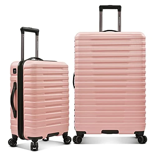 U.S. Traveler Boren Polycarbonate Hardside Rugged Travel Suitcase Luggage With 8 Spinner Wheels, Aluminum Handle, Pink, 2-Piece Set, USB Port In Carry-On 3 U.S. Traveler Boren Polycarbonate Hardside Rugged Travel Suitcase Luggage With 8 Spinner Wheels, Aluminum Handle, Pink, 2-Piece Set, USB Port In Carry-On