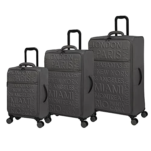It Luggage Citywide 3 Piece Softside 8 Wheel Spinner Set, Charcoal, 3 Pc 3 It Luggage Citywide 3 Piece Softside 8 Wheel Spinner Set, Charcoal, 3 Pc