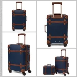 NZBZ Vintage Luggage Sets With Spinner Wheels Carry On Suitcase Tsa Lock Luggage 3 Pieces (Navy Blue, 14inch & 20inch & 28inch) -Vera Bradley Shop 419 2Z6KpIS