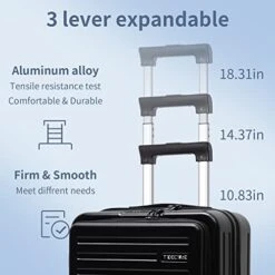 TydeCkare 20 Inch Carrry On Luggage With Front Zipper Pocket, 45L, Lightweight ABS+PC Hardshell Suitcase With TSA Lock & Spinner Silent Wheels, Convenient For Business Trips, Black -Vera Bradley Shop 41985hg1qUL