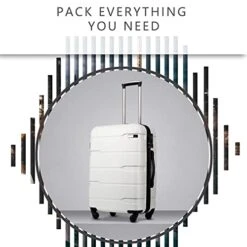 Coolife Luggage Expandable(only 28") Suitcase PC+ABS Spinner Built-In TSA Lock 20in 24in 28in Carry On (white, S(20in_carry On)) -Vera Bradley Shop 41AO6fYYxCL