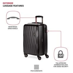 SwissGear 7272 Energie Hardside Luggage Carry-On Luggage With Spinner Wheels & TSA Lock, Black, 19” 18 SwissGear 7272 Energie Hardside Luggage Carry-On Luggage With Spinner Wheels & TSA Lock, Black, 19” -Vera Bradley Shop 41AzVYLweXL