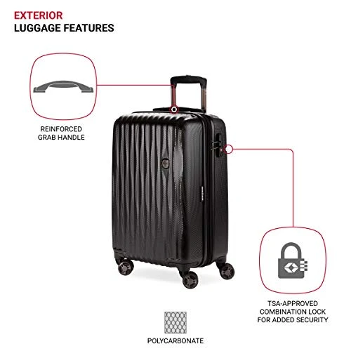 SwissGear 7272 Energie Hardside Luggage Carry-On Luggage With Spinner Wheels & TSA Lock, Black, 19” 10 SwissGear 7272 Energie Hardside Luggage Carry-On Luggage With Spinner Wheels & TSA Lock, Black, 19” - Image 8