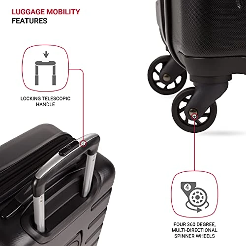 SwissGear 7366 Hardside Expandable Luggage With Spinner Wheels, Black, Carry-On 18-Inch 10 SwissGear 7366 Hardside Expandable Luggage With Spinner Wheels, Black, Carry-On 18-Inch - Image 8