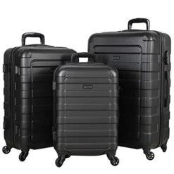 Hipack Prime Suitcases Hardside Luggage With Spinner Wheels, Black, 3-Piece Set (20/24/28)